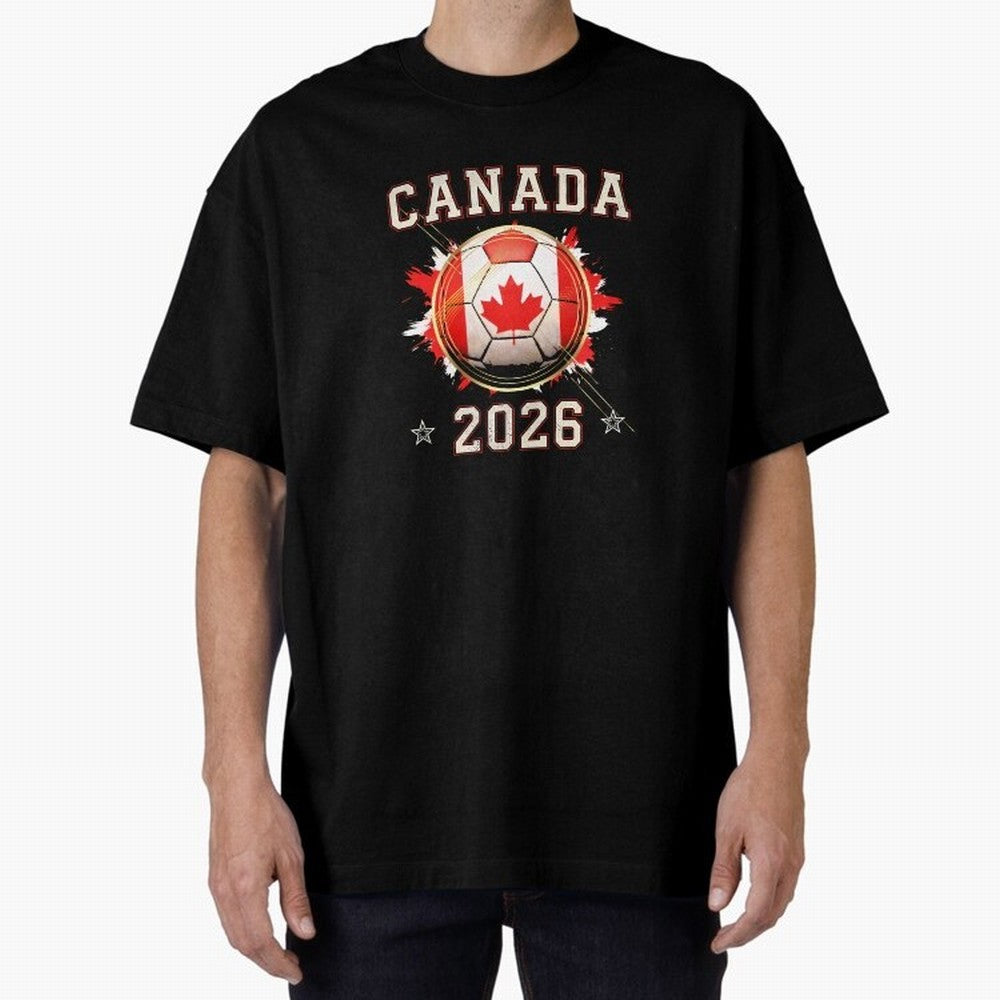 Front Print Canada Soccer World Cup 2026 - Canadian Fan Gift T-Shirt_84561562 Oversized T-Shirt Bring a Vintage Feel to the FIFA World Cup 2026 Journey through Mbappe Highlights, Germany Pride, Stadium Chants, National Pride, Trophy Dreams and