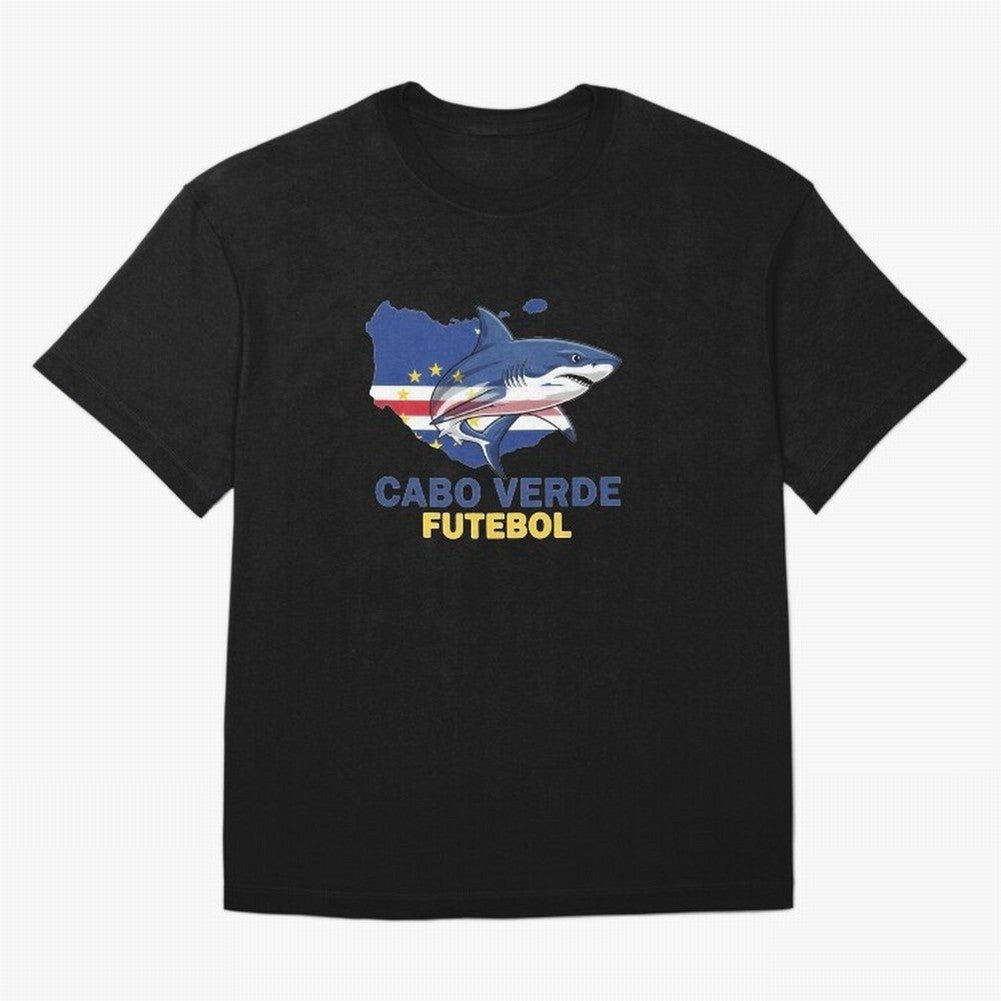 Cabo Verde Soccer Blue Shark Design Oversized T-Shirt Bring Match Day Hype around FIFA World Cup 2026, CR7 and Messi, Germany, Tournament Hype, Historic Matchups, Family Viewing Parties and Global Sports Pride; Made for Die Hard Supporters, Soccer
