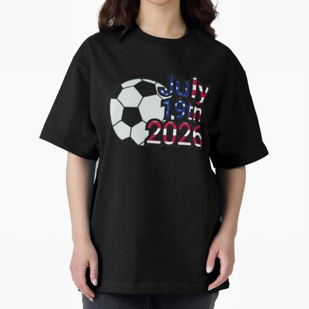 2026 USA Oversized T-Shirt Share Global Football Passion for FIFA World Cup 2026 Group Stage, Celebrating Mbappe and Neymar, England, France and Netherlands, Sports Nostalgia, International Competition, Famous Players and Unforgettable Victories;