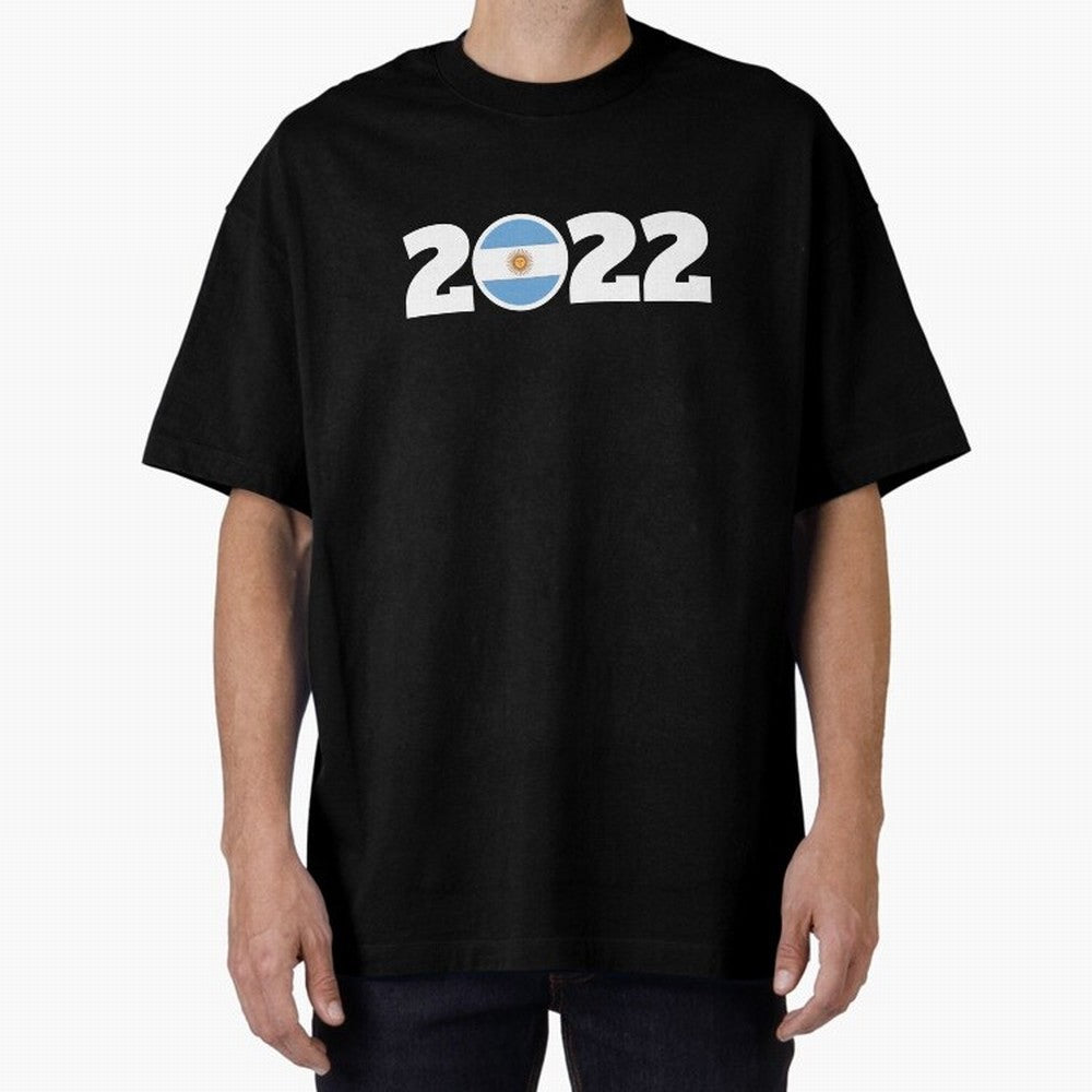 Argentina 2022 World Champions Three Stars Oversized T-Shirt Celebrate Classic Football Spirit in the FIFA World Cup 2026 USA Canada Mexico Journey through Neymar Highlights, Argentina, France and Brazil Pride, Stadium Chants, National Pride,