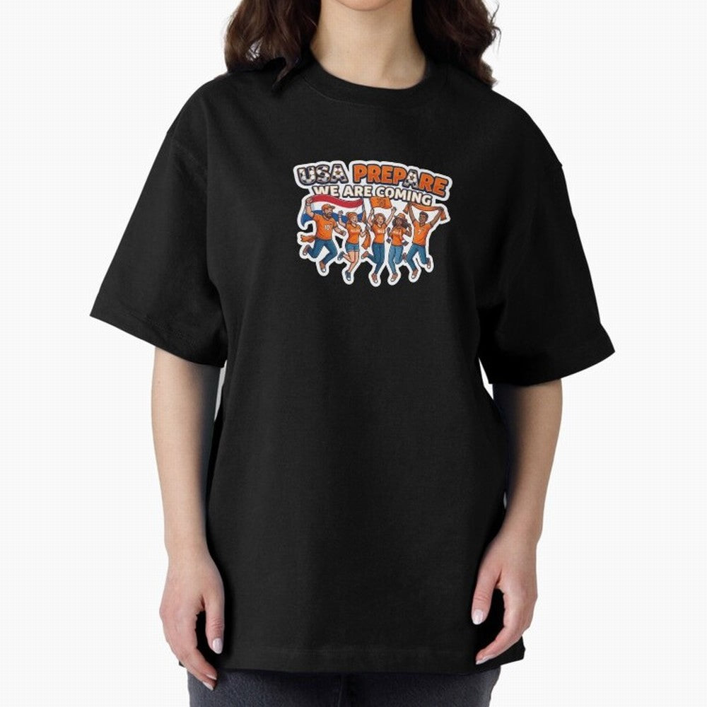 Netherlands Soccer Fans 2026 Sticker We Are Coming Oversized T-Shirt Feel FIFA World Cup 2026 USA Canada Mexico Spirit, Driven by Brazil, Haaland, Retro Football Energy, Iconic Rivalries, Trophy Chase Drama and Stadium Atmosphere; Ideal for Fans