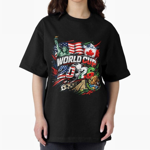 2026 North America Football Championship Oversized T-Shirt Capture FIFA World Cup 2026 USA Canada Mexico Filled with Mbappe, Spain and Netherlands Energy, Supporter Pride, Iconic Celebrations, Legendary Names and Global Match Day Energy; Ideal for
